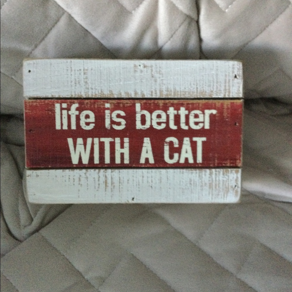 Wood box sign Life is better with a Cat
